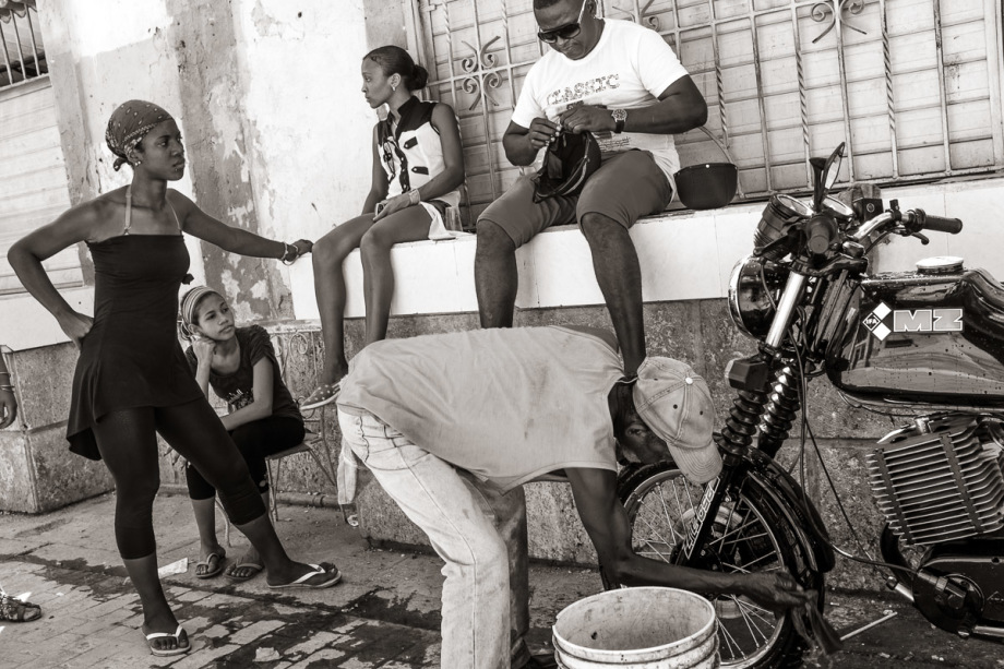 Washing Motorcycle - Havana, Cuba
