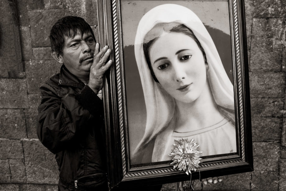 Man with Portrait of the Virgin - Mexico City